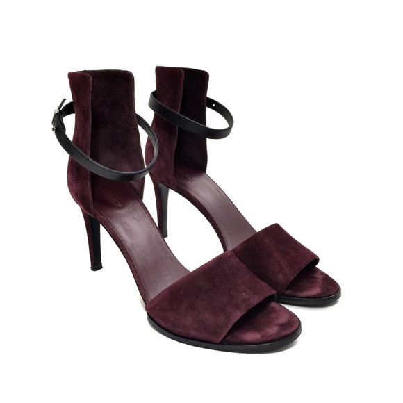 Vince. Merlot Suede w/ Black Leather Ankle Straps